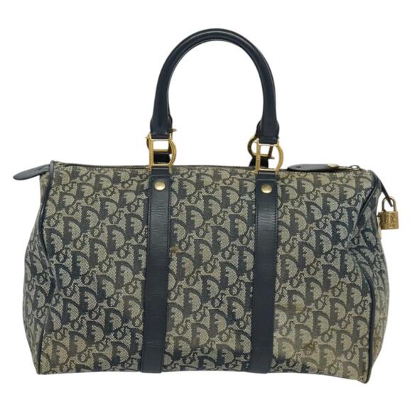 DIOR Trotter Canvas Boston Bag Navy Gold - Picture 3 of 12